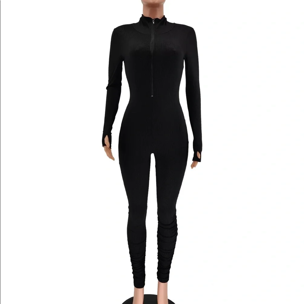 LARGE ⚡️BRAND NEW/ Ribbed slim-fit body-con jumpsuit - Picture 2 of 9
